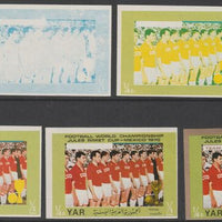 Yemen - Republic 1970 Football World Cup - 1/4B USSR Team the set of 5 progressive proofs comprising 1, 2, 3, 4 colours and completed design all unmounted mint as Michel1145