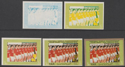 Yemen - Republic 1970 Football World Cup - 1/4B USSR Team the set of 5 progressive proofs comprising 1, 2, 3, 4 colours and completed design all unmounted mint as Michel1145