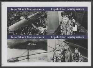 Madagascar 2020 Amelia Earhart imperf sheetlet containing 4 values unmounted mint. Note this item is privately produced and is offered purely on its thematic appeal, it has no postal validity