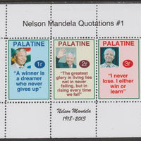 Palatine (Fantasy) Quotations by Nelson Mandela #1 perf deluxe glossy sheetlet containing 3 values each with a famous quotation,unmounted mint