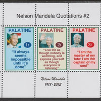 Palatine (Fantasy) Quotations by Nelson Mandela #2 perf deluxe glossy sheetlet containing 3 values each with a famous quotation,unmounted mint