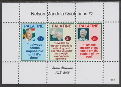 Palatine (Fantasy) Quotations by Nelson Mandela #2 perf deluxe glossy sheetlet containing 3 values each with a famous quotation,unmounted mint