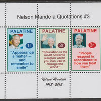 Palatine (Fantasy) Quotations by Nelson Mandela #3 perf deluxe glossy sheetlet containing 3 values each with a famous quotation,unmounted mint