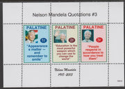 Palatine (Fantasy) Quotations by Nelson Mandela #3 perf deluxe glossy sheetlet containing 3 values each with a famous quotation,unmounted mint