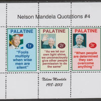 Palatine (Fantasy) Quotations by Nelson Mandela #4 perf deluxe glossy sheetlet containing 3 values each with a famous quotation,unmounted mint