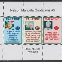 Palatine (Fantasy) Quotations by Nelson Mandela #5 perf deluxe glossy sheetlet containing 3 values each with a famous quotation,unmounted mint