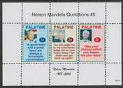 Palatine (Fantasy) Quotations by Nelson Mandela #5 perf deluxe glossy sheetlet containing 3 values each with a famous quotation,unmounted mint