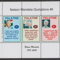 Palatine (Fantasy) Quotations by Nelson Mandela #6 perf deluxe glossy sheetlet containing 3 values each with a famous quotation,unmounted mint