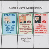 Palatine (Fantasy) Quotations by George Burns #2 perf deluxe glossy sheetlet containing 3 values each with a famous quotation,unmounted mint