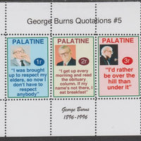 Palatine (Fantasy) Quotations by George Burns #5 perf deluxe glossy sheetlet containing 3 values each with a famous quotation,unmounted mint
