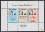 Palatine (Fantasy) Quotations by Ronald Reagan #1 perf deluxe glossy sheetlet containing 3 values each with a famous quotation,unmounted mint
