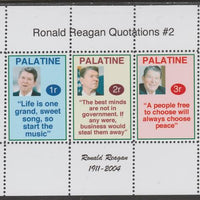 Palatine (Fantasy) Quotations by Ronald Reagan #2 perf deluxe glossy sheetlet containing 3 values each with a famous quotation,unmounted mint