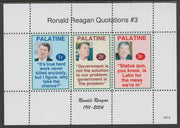 Palatine (Fantasy) Quotations by Ronald Reagan #3 perf deluxe glossy sheetlet containing 3 values each with a famous quotation,unmounted mint
