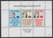 Palatine (Fantasy) Quotations by Ronald Reagan #3 perf deluxe glossy sheetlet containing 3 values each with a famous quotation,unmounted mint