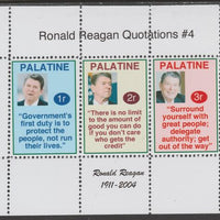 Palatine (Fantasy) Quotations by Ronald Reagan #4 perf deluxe glossy sheetlet containing 3 values each with a famous quotation,unmounted mint