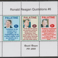 Palatine (Fantasy) Quotations by Ronald Reagan #6 perf deluxe glossy sheetlet containing 3 values each with a famous quotation,unmounted mint