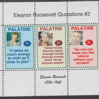 Palatine (Fantasy) Quotations by Eleanor Roosevelt #2 perf deluxe glossy sheetlet containing 3 values each with a famous quotation,unmounted mint