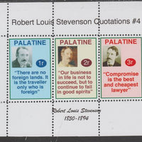 Palatine (Fantasy) Quotations by Robert Louis Stevenson #4 perf deluxe glossy sheetlet containing 3 values each with a famous quotation,unmounted mint
