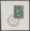 British Virgin islands 1938-47 KG6 Badge of Colony 1/2d green on piece with full strike of Madame Joseph forged postmark type 434
