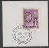 British Virgin islands 1938-47 KG6 Badge of Colony 6d mauve on piece with full strike of Madame Joseph forged postmark type 434