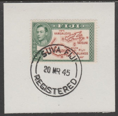 Fiji 1938-55 KG6 Pictorial 2.5d brown & green on piece with full strike of Madame Joseph forged postmark type 167