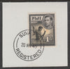 Fiji 1938-55 KG6 Pictorial 1s black & yellow on piece with full strike of Madame Joseph forged postmark type 167