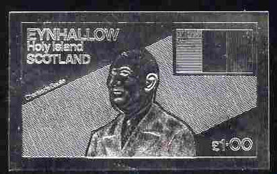 Eynhallow 1979 Charles de Gaulle £1 value embossed in silver (imperf) unmounted mint