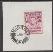 Basutoland 1938 KG6 Nile Crocodile 2d on piece cancelled with full strike of Madame Joseph forged postmark type 53