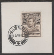 Basutoland 1938 KG6 Nile Crocodile 2s6d on piece cancelled with full strike of Madame Joseph forged postmark type 53