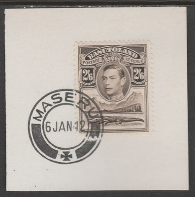 Basutoland 1938 KG6 Nile Crocodile 2s6d on piece cancelled with full strike of Madame Joseph forged postmark type 53