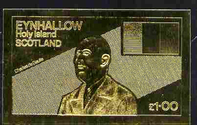 Eynhallow 1979 Charles de Gaulle £1 value embossed in gold (imperf) unmounted mint