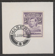 Basutoland 1938 KG6 Nile Crocodile 5s on piece cancelled with full strike of Madame Joseph forged postmark type 53