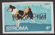 Stroma 1969 Dogs - Husky 4d imperf single with EUROPA 1969 overprint doubled, one inverted unmounted mint