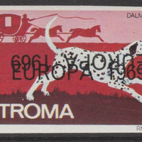 Stroma 1969 Dogs - Dalmation 5d imperf single with EUROPA 1969 overprint doubled, one inverted unmounted mint