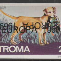 Stroma 1969 Dogs - Labrador 2s imperf single with EUROPA 1969 overprint doubled, one inverted unmounted mint