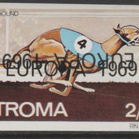 Stroma 1969 Dogs - Greyhound 2s6d imperf single with EUROPA 1969 overprint doubled, one inverted unmounted mint