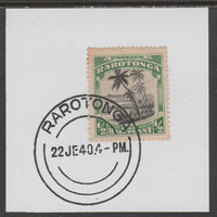 Cook Islands 1920 Rarotonga 1/2d Cook Landing on piece cancelled with full strike of Madame Joseph forged postmark type 127