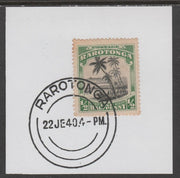 Cook Islands 1920 Rarotonga 1/2d Cook Landing on piece cancelled with full strike of Madame Joseph forged postmark type 127