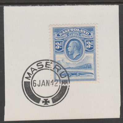 Basutoland 1933 KG5 Nile Crocodile 3d on piece cancelled with full strike of Madame Joseph forged postmark type 53