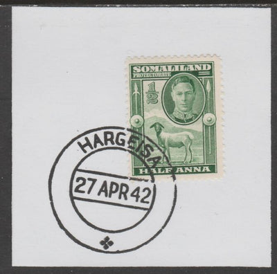 Somaliland 1942 KG6 Full Face 1/2a on piece cancelled with full strike of Madame Joseph forged postmark type 103