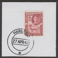 Somaliland 1942 KG6 Full Face 2a on piece cancelled with full strike of Madame Joseph forged postmark type 103