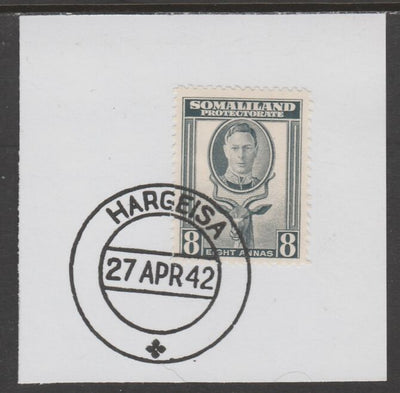 Somaliland 1942 KG6 Full Face 8a on piece cancelled with full strike of Madame Joseph forged postmark type 103