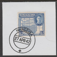 Somaliland 1942 KG6 Full Face 3r on piece cancelled with full strike of Madame Joseph forged postmark type 103