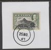Ceylon 1935-36 KG5 Pictorial 3c Adam's Peak on piece cancelled with full strike of Madame Joseph forged postmark type 122