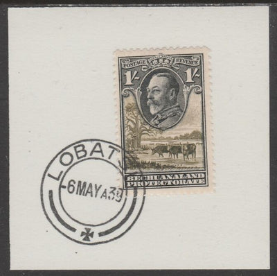 Bechuanaland 1932 KG5 Cattle 1s on piece cancelled with full strike of Madame Joseph forged postmark type 57