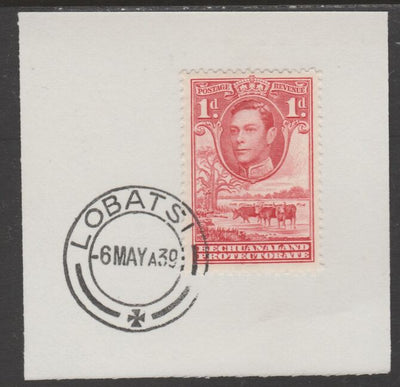 Bechuanaland 1938 KG6 Cattle 1d on piece cancelled with full strike of Madame Joseph forged postmark type 57