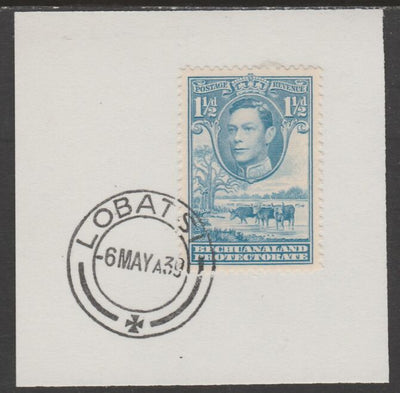 Bechuanaland 1938 KG6 Cattle 1.5d on piece cancelled with full strike of Madame Joseph forged postmark type 57