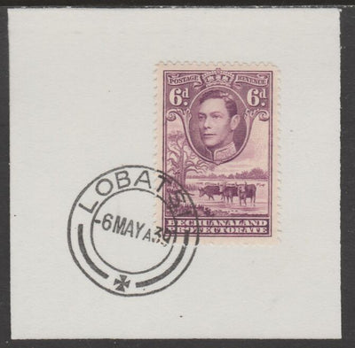 Bechuanaland 1938 KG6 Cattle 6d on piece cancelled with full strike of Madame Joseph forged postmark type 57