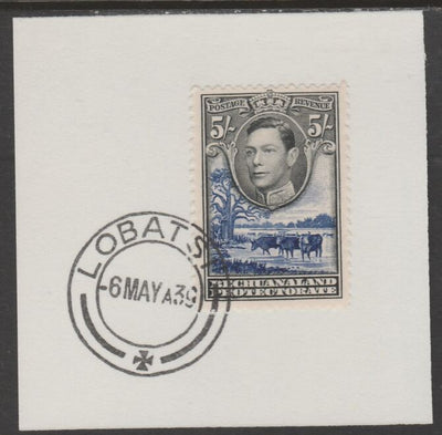 Bechuanaland 1938 KG6 Cattle 5s on piece cancelled with full strike of Madame Joseph forged postmark type 57