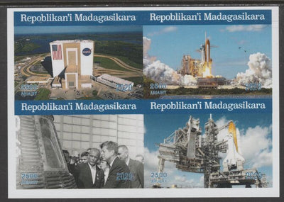 Madagascar 2020 Kennedy Space Centre imperf sheetlet containing 4 values unmounted mint. Note this item is privately produced and is offered purely on its thematic appeal